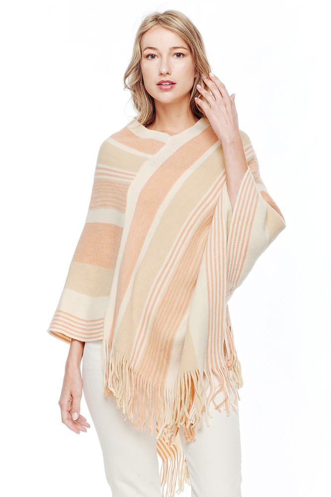 Women's Multi Stripe Poncho by BURACQ