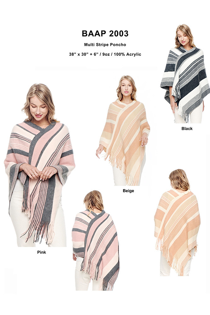 Women's Multi Stripe Poncho — poncho photo 3