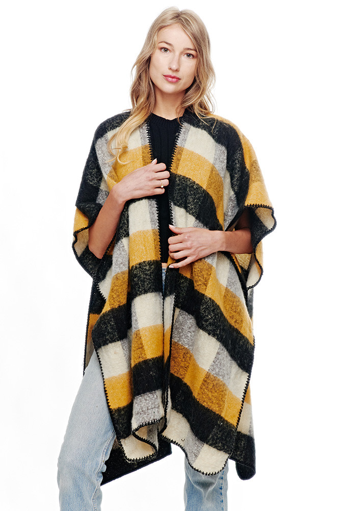 Women's Gingham Multi Color Ruana by BURACQ