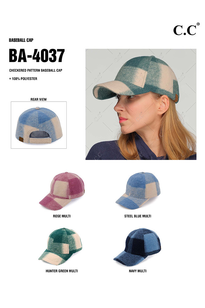 Women's Checkered Pattern Baseball Cap — baseball cap photo 2
