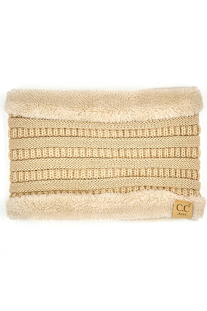 Kids Ribbed Neck Warmer in Beige