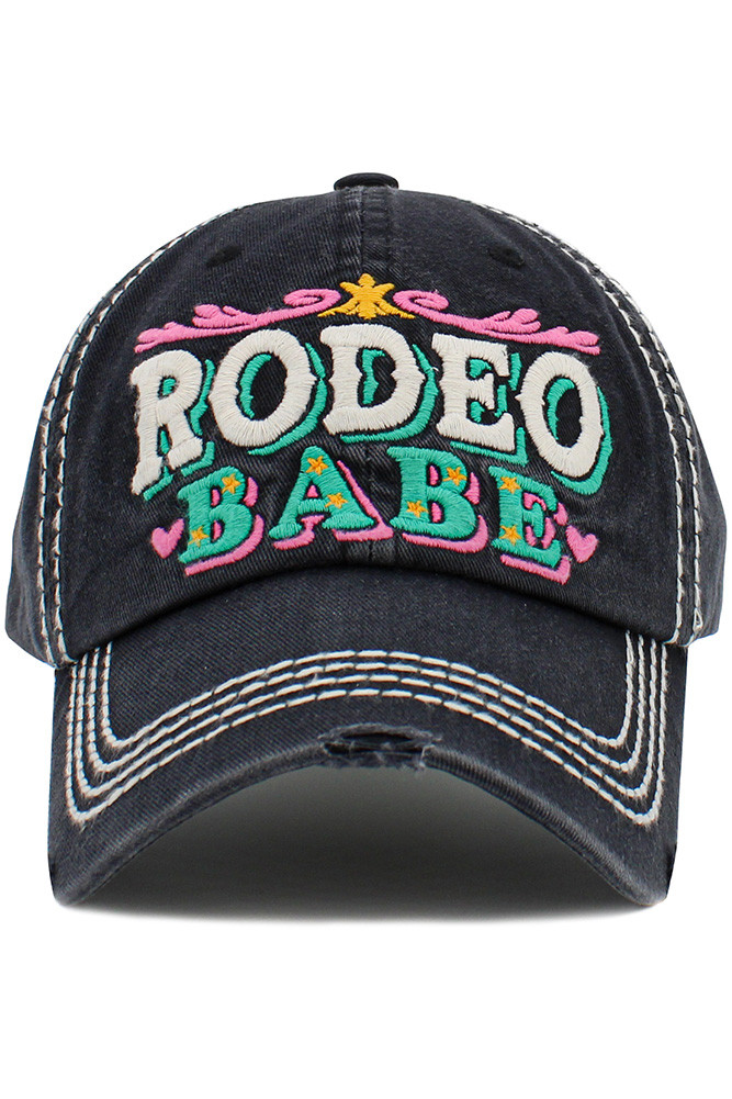 Women's Rodeo Babe Vintage Ball Cap in Black