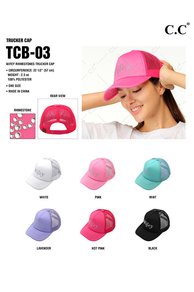 Women's Wifey Rhinestones Trucker Cap — trucker hat photo 2