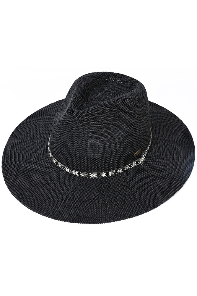 Women's Rhinestone Bugle Bead Trim Panama Hat — Panama hat photo 5