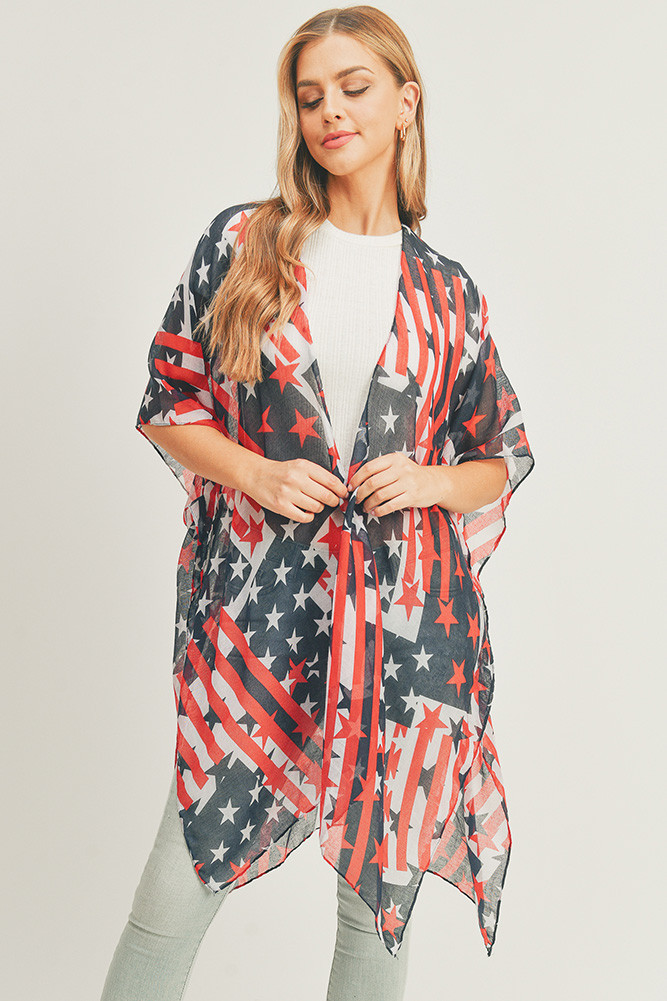 Women's American Flag Pattern Kimono by BURACQ