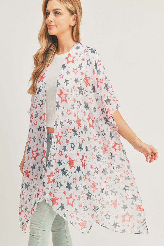 Women's American Flag Star Pattern Kimono — kimono photo 3