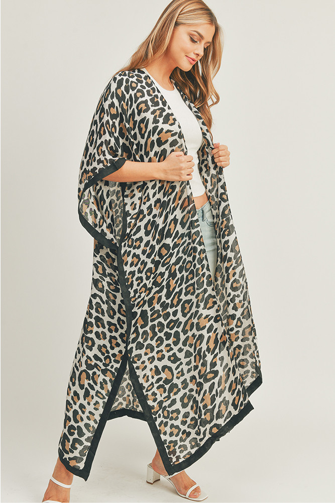 Women's Leopard Pattern Long Kimono by BURACQ