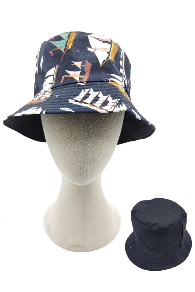 Women's Ship Illustration Reversible Bucket Hat by BURACQ