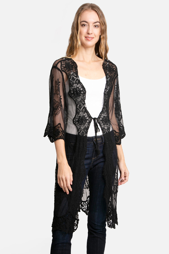 Women's Peacock Embroidered Lace Cover-Up by BURACQ