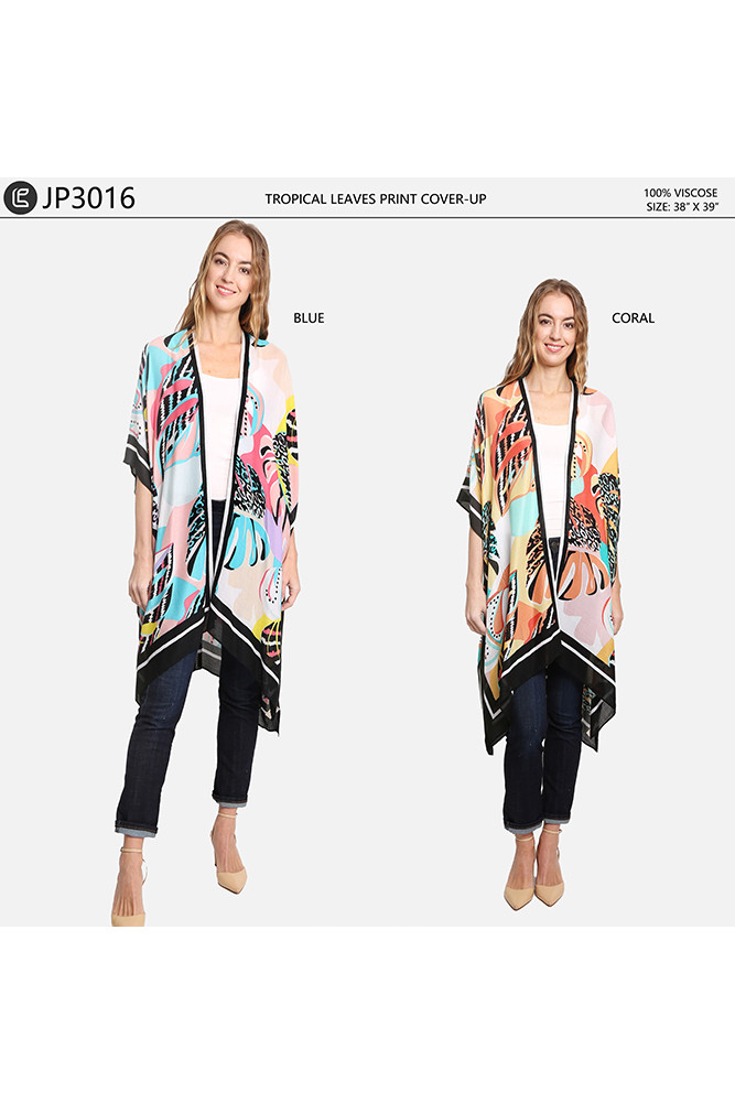 Women's Tropical Leaves Print Cover-Up — cover-up photo 3