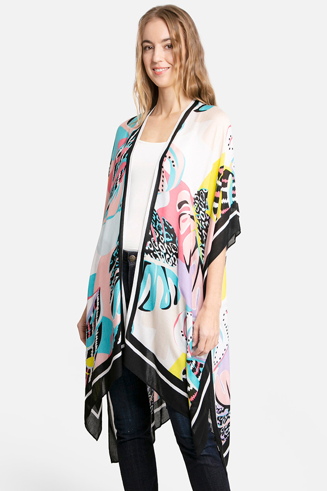 Women's Tropical Leaves Print Cover-Up in Blue