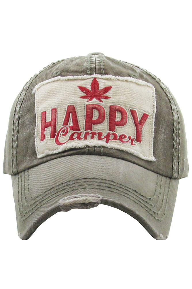 Women's Happy Camper Leaf Baseball Cap — baseball cap photo 2