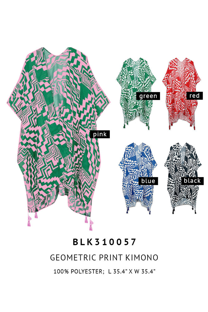 Women's Geometric Print Tassel Kimono — kimono photo 3
