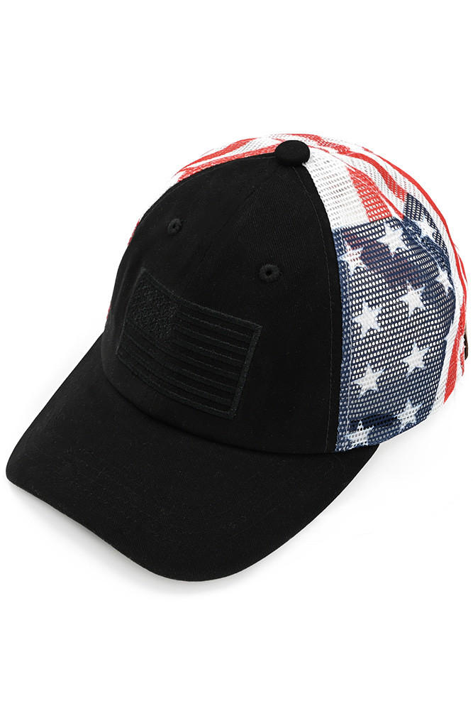 Women's American Flag Baseball Cap in Black
