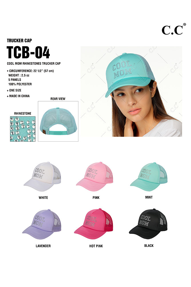Women's Cool Mom Rhinestones Trucker Cap — trucker hat photo 2