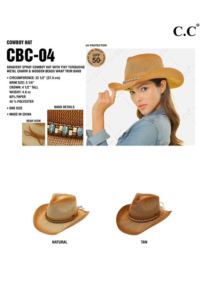 Women's Turquoise Metal Charm Bead Cowboy Hat — cowboy hat photo 2