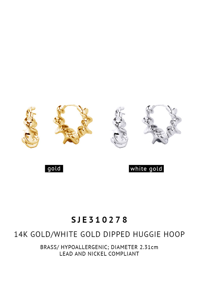 Women's 14K Gold Dipped Huggie Hoop Brass Earrings — hoop earrings photo 4