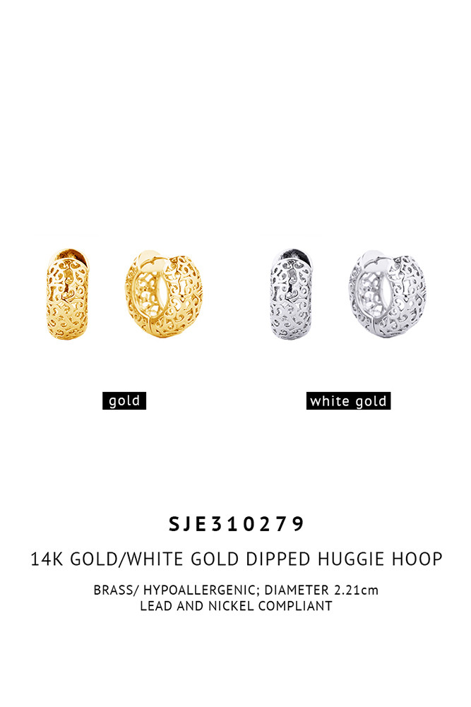 Women's 14K Gold Dipped Huggie Hoop Brass Earrings — hoop earrings photo 4