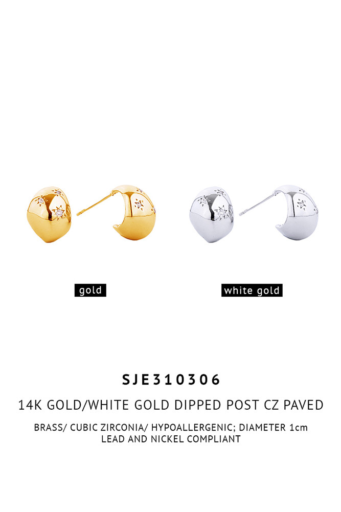 Women's 14K Gold Dipped Huggie Hoop CZ Paved Earrings — hoop earrings photo 4