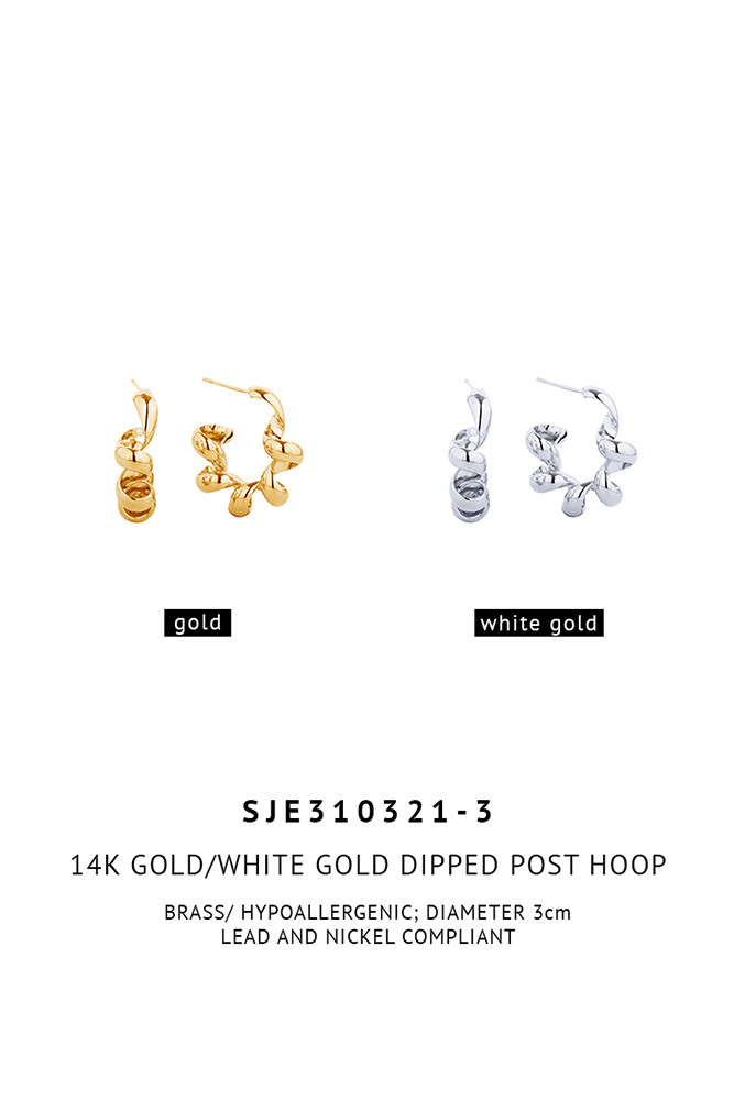 Women's 14K Gold Dipped Post Hoop Earrings — hoop earrings photo 6