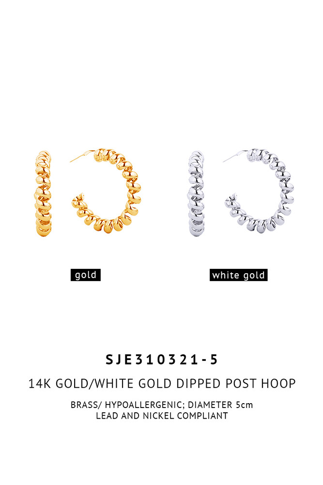 Women's 14K Gold Dipped Post Hoop Earrings — hoop earrings photo 7