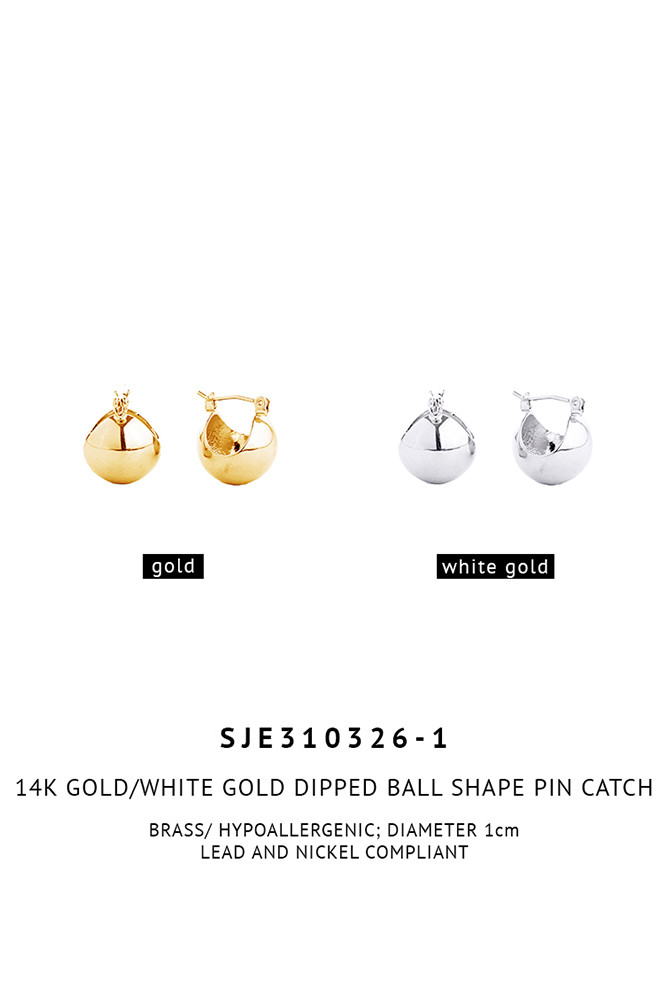 Women's 14K Gold Dipped Ball Shape Hoop Earrings — hoop earrings photo 6
