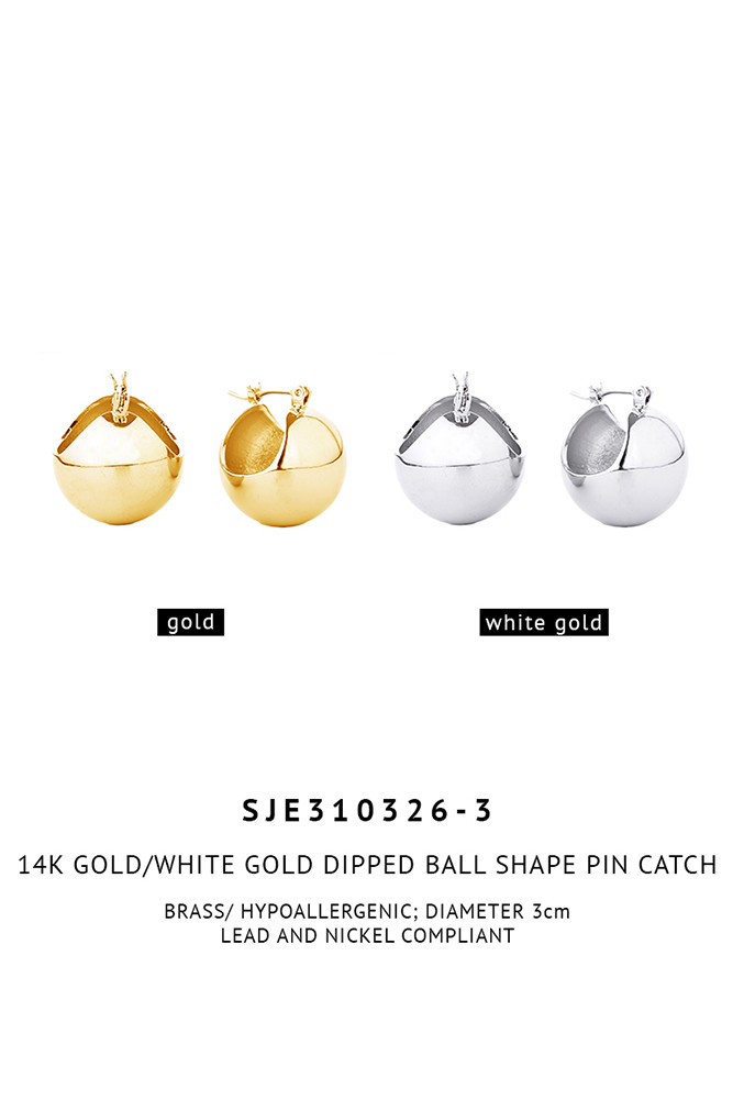 Women's 14K Gold Dipped Ball Shape Hoop Earrings — hoop earrings photo 7