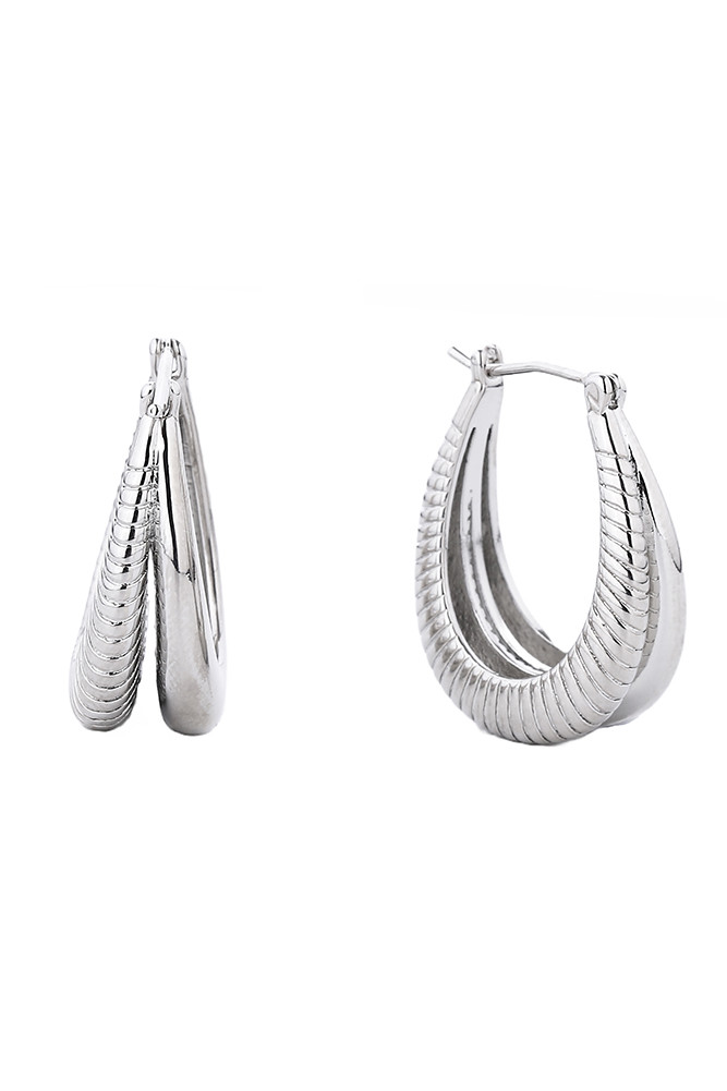Women's 14K Gold Dipped Hoop Earrings in White Gold