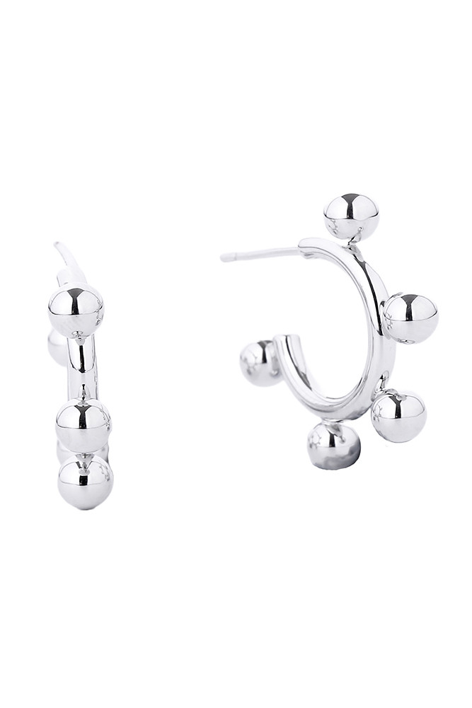 Women's 14K Gold Dipped Post Hoop Earrings in White Gold