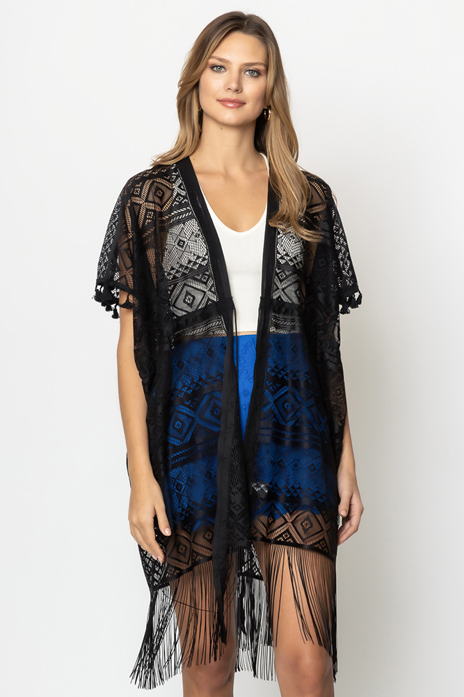 Women's Geometric Pattern Lace Kimono by BURACQ