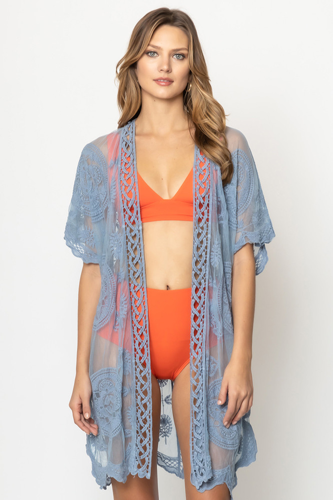 Women's Floral Lace Kimono Cover-Up – Style YLK310090 by BURACQ
