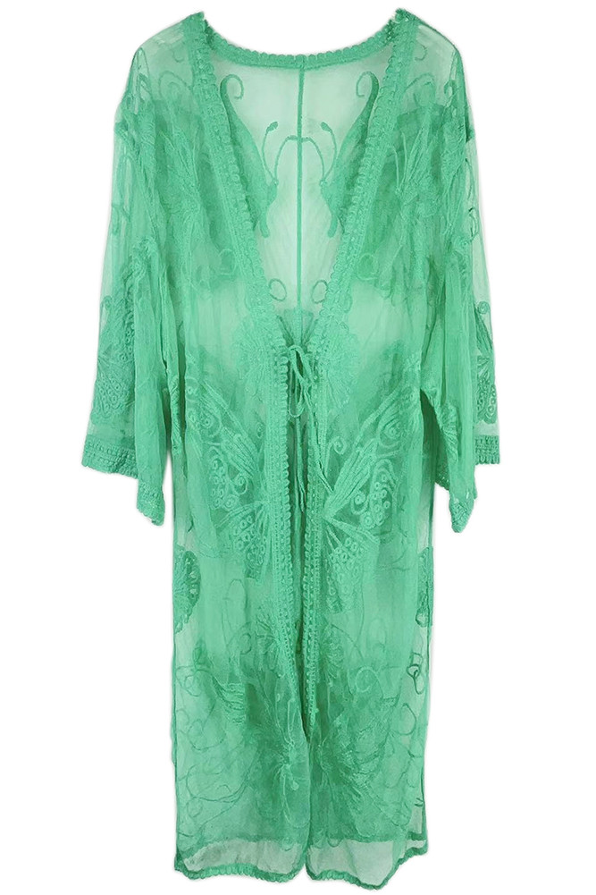 Women's Butterfly Lace Kimono in Green