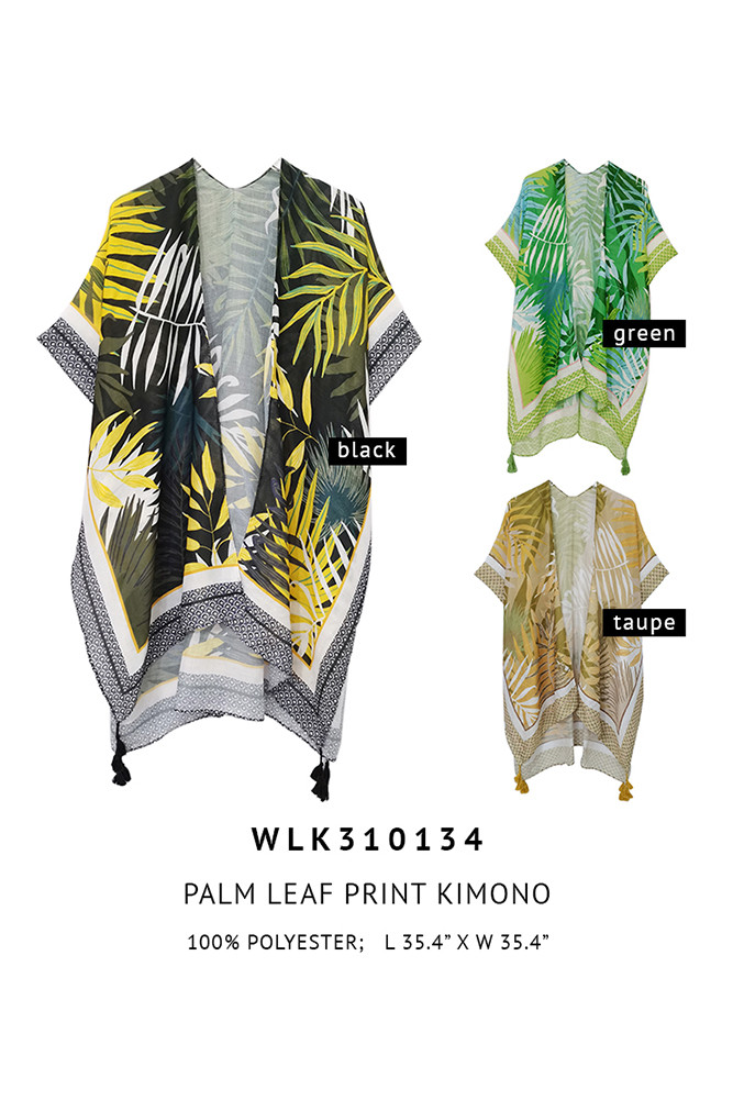 Women's Palm Leaf Print Kimono — kimono photo 2