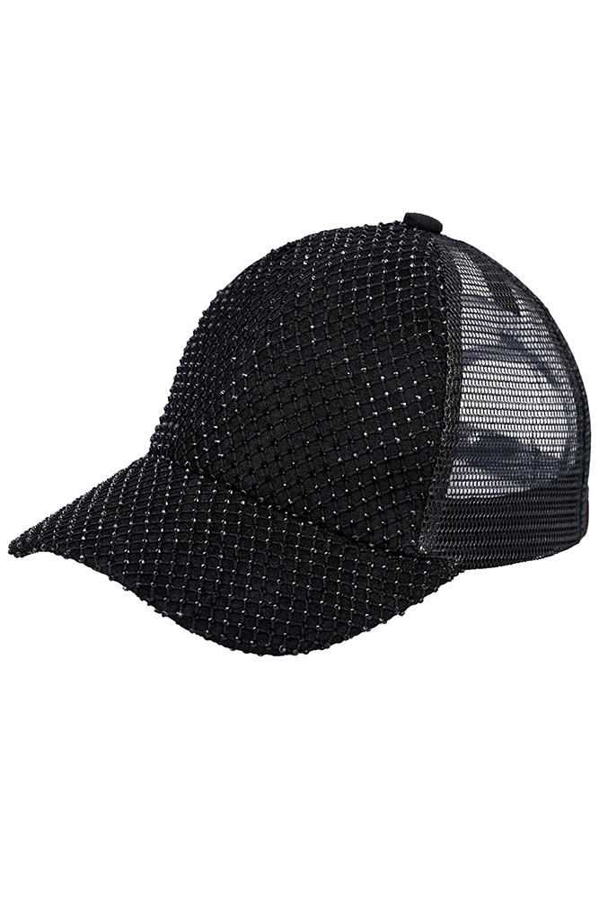 Women's Rhinestone Net Baseball Cap — baseball cap photo 4