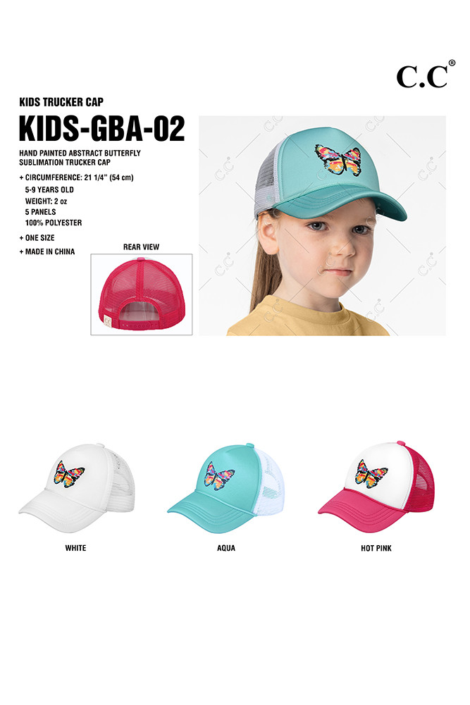 Kids Hand Painted Abstract Butterfly Cap — cap photo 2