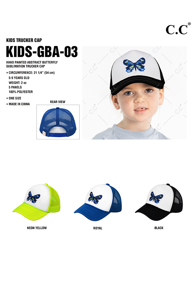 Kids Hand Painted Abstract Butterfly Cap — cap photo 2