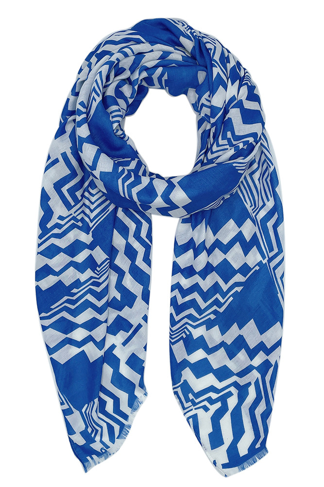 Women's Geometric Print Scarf in Blue