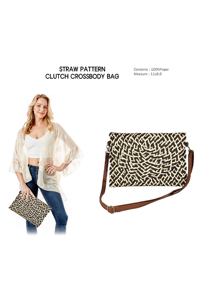 Women's Straw Pattern Clutch Crossbody Bag — crossbody bag photo 3