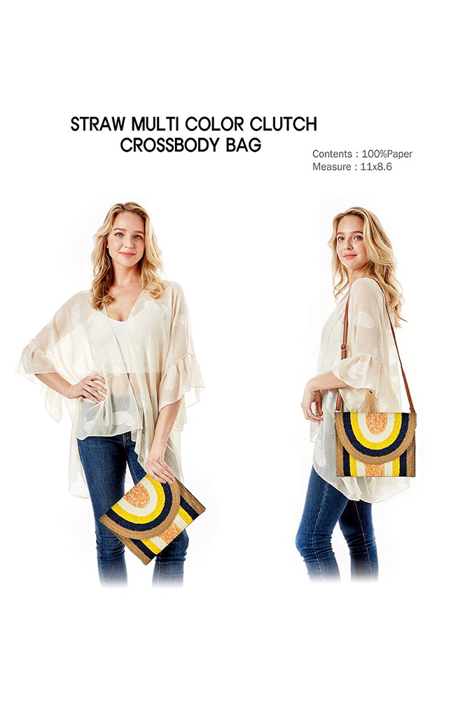 Women's Straw Multi Color Clutch Crossbody Bag — crossbody bag photo 4