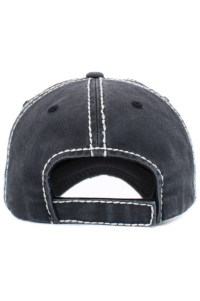 God Bless Washed Vintage Ballcap in Black