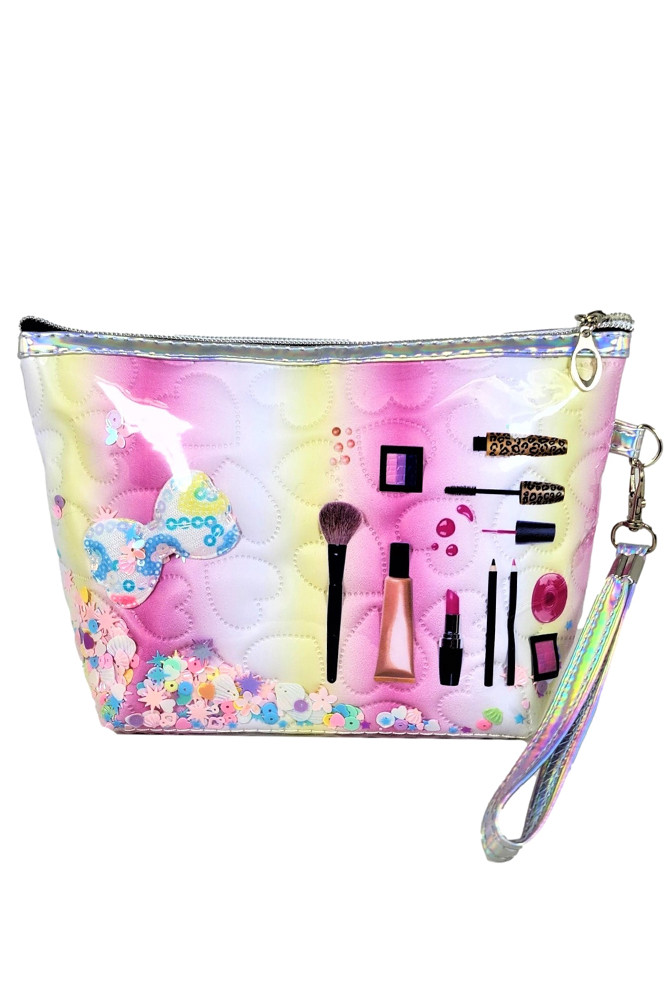 Women's Fun Makeup Print Shaker Glitter Pouch by BURACQ
