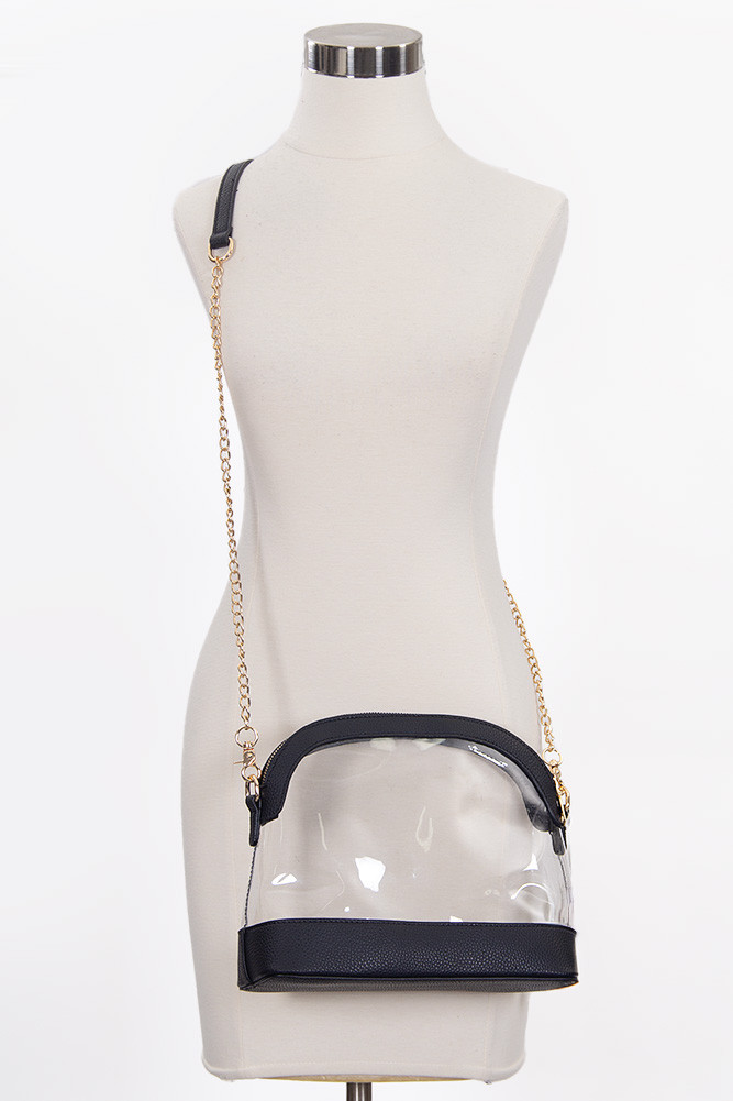 Women's Clear Stadium Concert Bag in Black