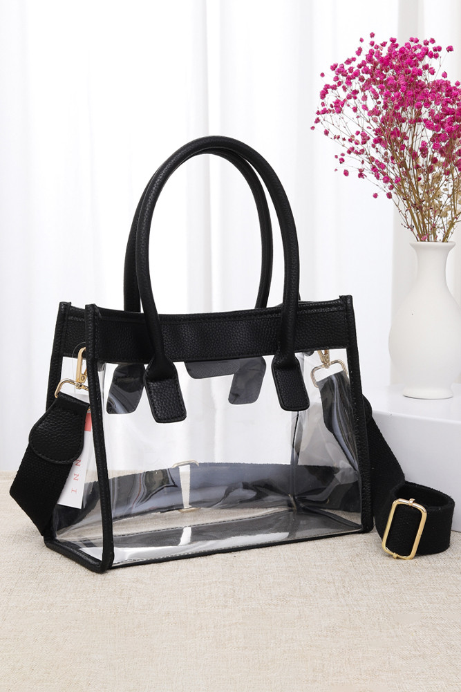 Women's Color Trim Clear Hand Bag by BURACQ
