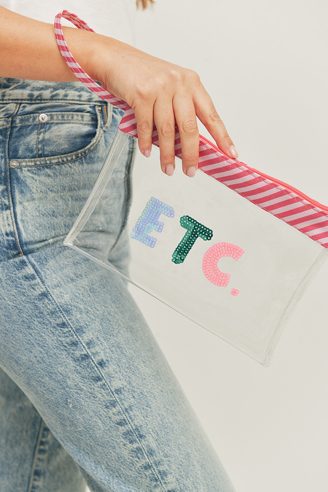 Women's Etc Sequin Letter Clear Pouch by BURACQ