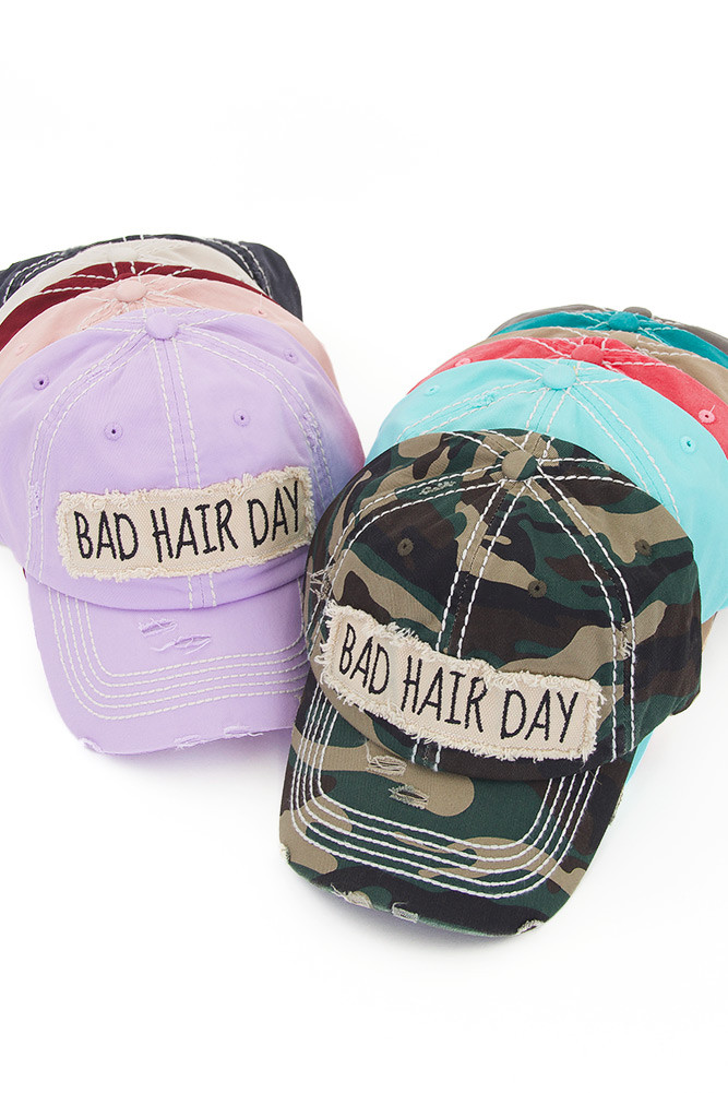 Women's Bad Hair Day Washed Vintage Baseball Cap by BURACQ