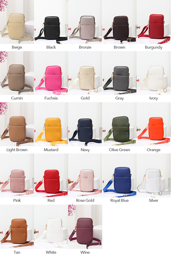 Women's Solid PU Cell Phone Strap Bag by BURACQ