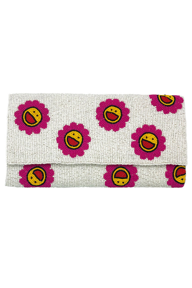 Women's Smile Face Glass Beads Clutch by BURACQ