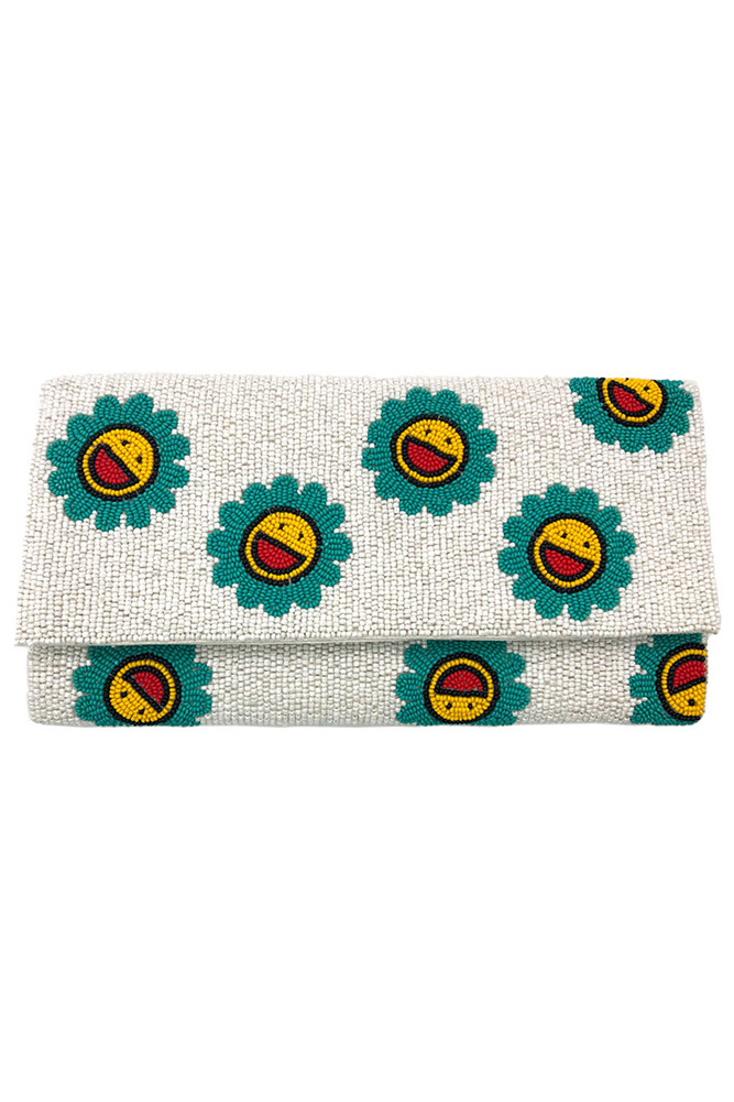 Women's Smile Face Glass Beads Clutch — clutch photo 2