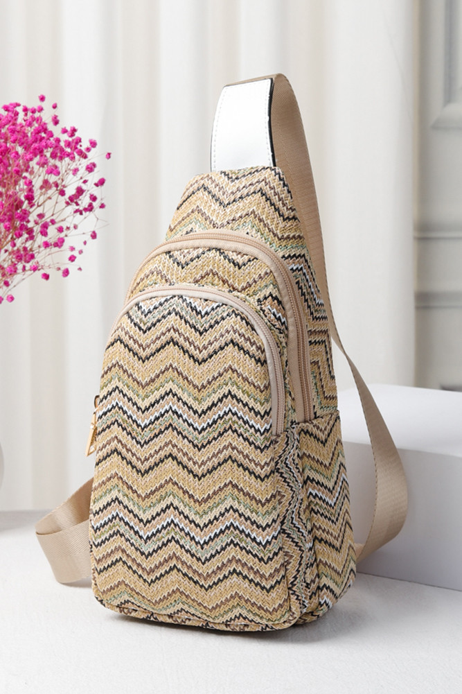 Women's Chevron Pattern Straw Sling Bag by BURACQ