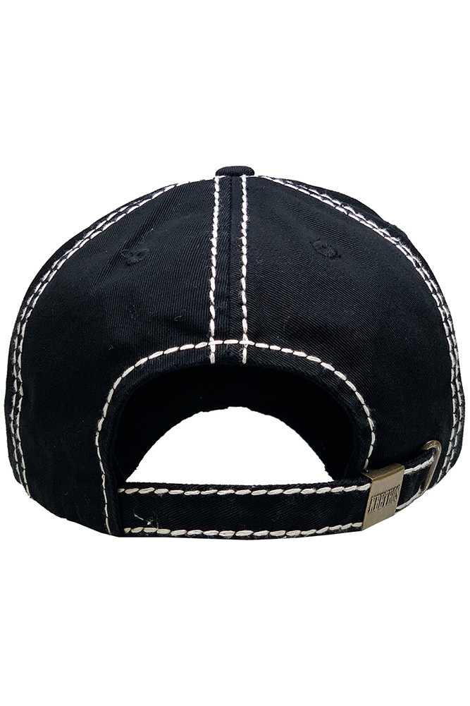 Women's Love Vintage Distressed Baseball Cap in Black